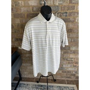 Bolle Golf Men's‎ Short Sleeve Shirt Beige and Blue Stripe Size XL